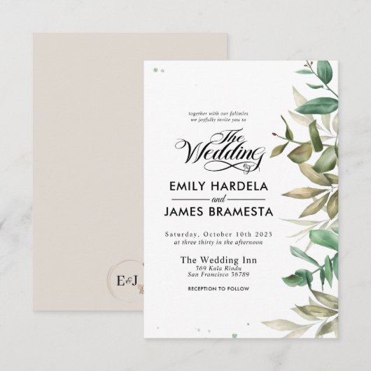 Uitnodiging tot Waterverf van de Eucalyptusbegroti (Voorkant / Achterkant)