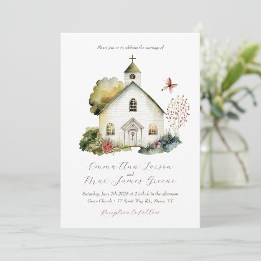 Uitnodiging tot Waterverf van de landelijke kerk (Staand voorkant)