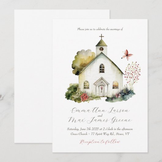 Uitnodiging tot Waterverf van de landelijke kerk (Voorkant / Achterkant)