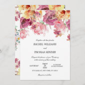 Uitnodiging tot Waterverf van de Rustic Floral Wed (Voorkant / Achterkant)