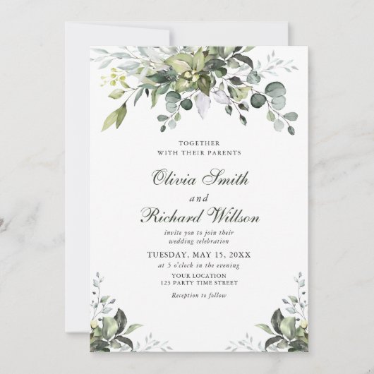 Uitnodiging tot Waterverf van eucalyptus (Voorkant)