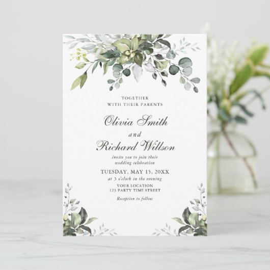 Uitnodiging tot Waterverf van eucalyptus (Staand voorkant)