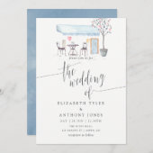 Uitnodiging tot Waterverf van het huwelijk van Par (Voorkant / Achterkant)
