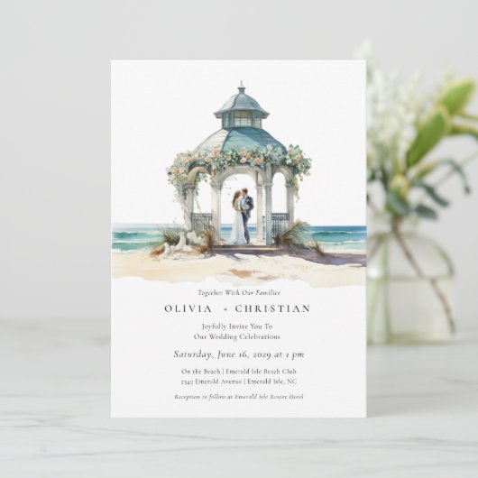 Uitnodiging tot waterverf van het strand (Staand voorkant)