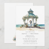 Uitnodiging tot waterverf van het strand (Voorkant / Achterkant)