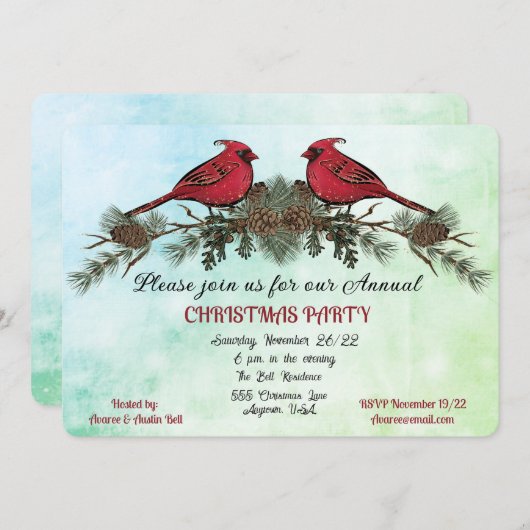 Uitnodiging tot Waterverf van kerstfeestdagen (Voorkant / Achterkant)