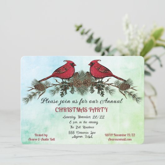 Uitnodiging tot Waterverf van kerstfeestdagen (Staand voorkant)