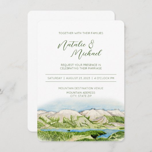 Uitnodiging tot Waterverf van Rustic Mountain (Voorkant / Achterkant)