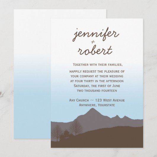 Uitnodiging tot Waterverf van Rustic Mountain (Voorkant / Achterkant)