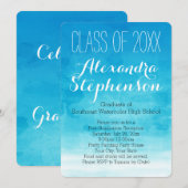 Uitnodiging tot Waterverf van Turquoise Graduation (Voorkant / Achterkant)