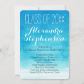 Uitnodiging tot Waterverf van Turquoise Graduation (Voorkant)