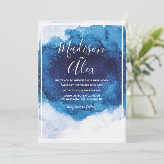 Uitnodiging tot Waterverf voor bruiloft (Staand voorkant)