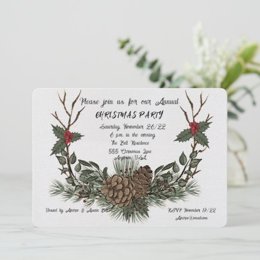 Uitnodiging tot Waterverf voor kerstfeestdagen (Staand voorkant)