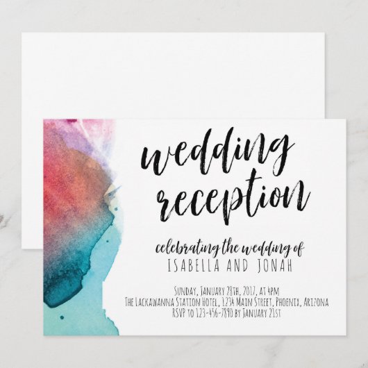 Uitnodiging tot waterverf weddenschappen (Voorkant / Achterkant)