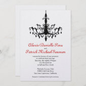 Uitnodiging tot weddenschap door handelier, rood e (Voorkant / Achterkant)