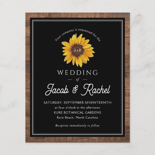 Uitnodiging tot weddenschap door Rustige zonnebloe (Voorkant)