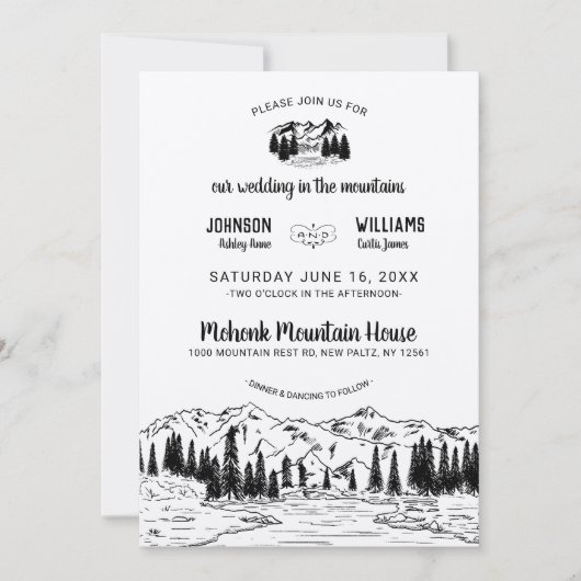 Uitnodiging tot weddenschap in het Rustic Mountain (Voorkant)