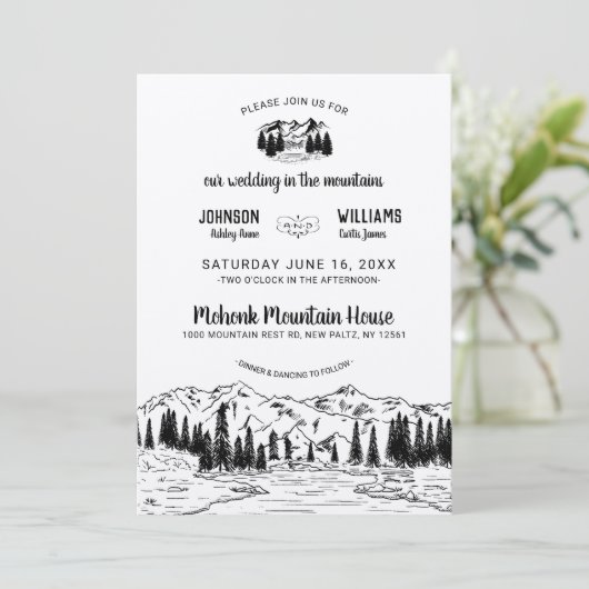 Uitnodiging tot weddenschap in het Rustic Mountain (Staand voorkant)