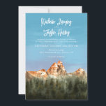 Uitnodiging tot weddenschap in het Rustic Mountain<br><div class="desc">Een trouwe bruinkool met een bruine berg met een dennenbos. De lucht is blauw en roze van kleur.</div>