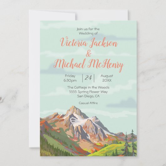 Uitnodiging tot weddenschap in het Rustic Mountain (Voorkant)