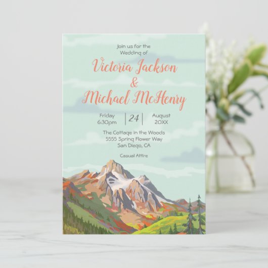Uitnodiging tot weddenschap in het Rustic Mountain (Staand voorkant)
