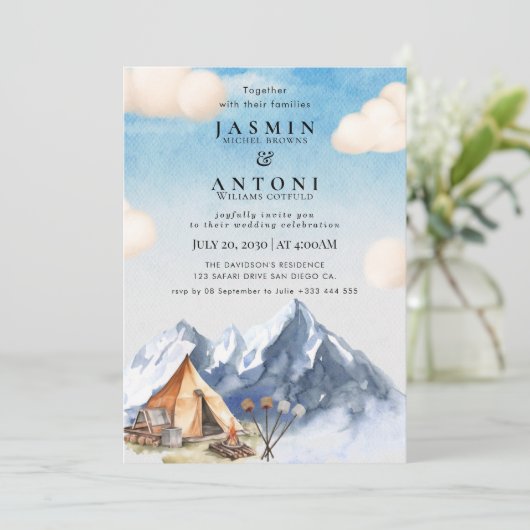Uitnodiging tot weddenschap in het Rustic Mountain (Staand voorkant)