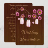 Uitnodiging tot weddenschap in roze roze moerasjar (Voorkant / Achterkant)