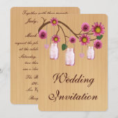 Uitnodiging tot weddenschap in roze roze moerasjar (Voorkant / Achterkant)