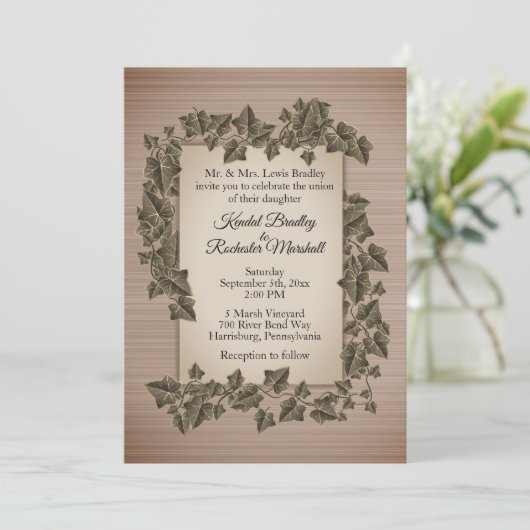 Uitnodiging tot weddenschap met bijtende wijnstokk (Staand voorkant)