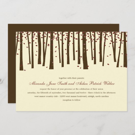 Uitnodiging tot weddenschap met bosbomen - Bourgog (Voorkant / Achterkant)