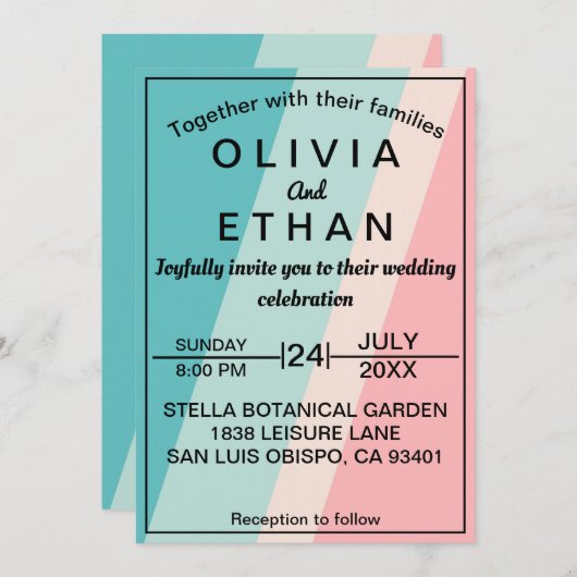 Uitnodiging tot weddenschap met een elegante kleur (Voorkant / Achterkant)