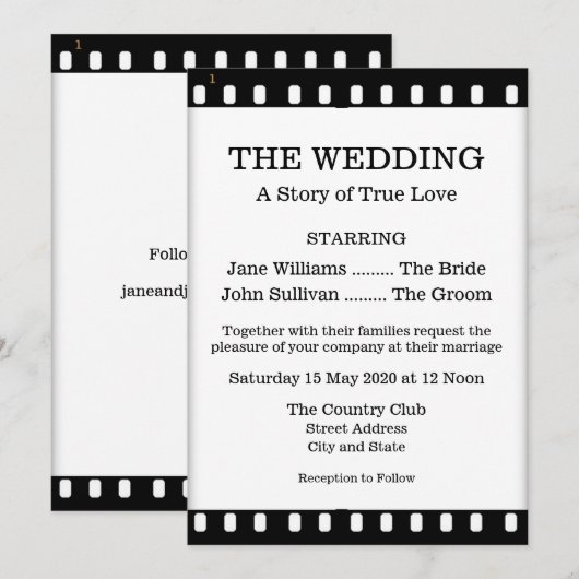 Uitnodiging tot weddenschap met een filmthema (Voorkant / Achterkant)