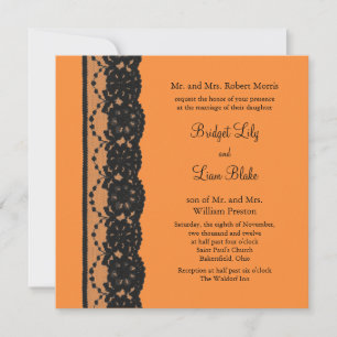 Uitnodiging tot weddenschap met Franse kant (oranj