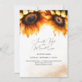 Uitnodiging tot weddenschap met geel zonnebloem (Voorkant)