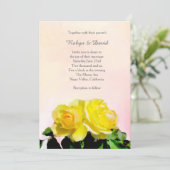 Uitnodiging tot weddenschap met gele rozen (Staand voorkant)