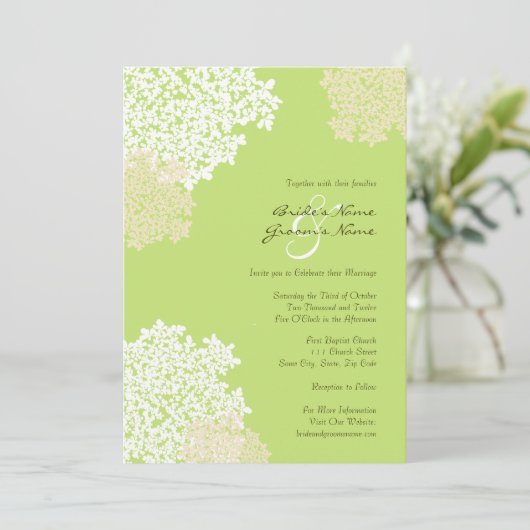 Uitnodiging tot weddenschap met groene en witte ko (Staand voorkant)
