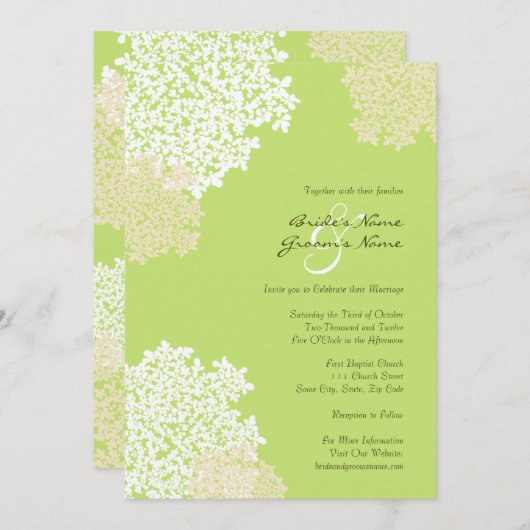 Uitnodiging tot weddenschap met groene en witte ko (Voorkant / Achterkant)