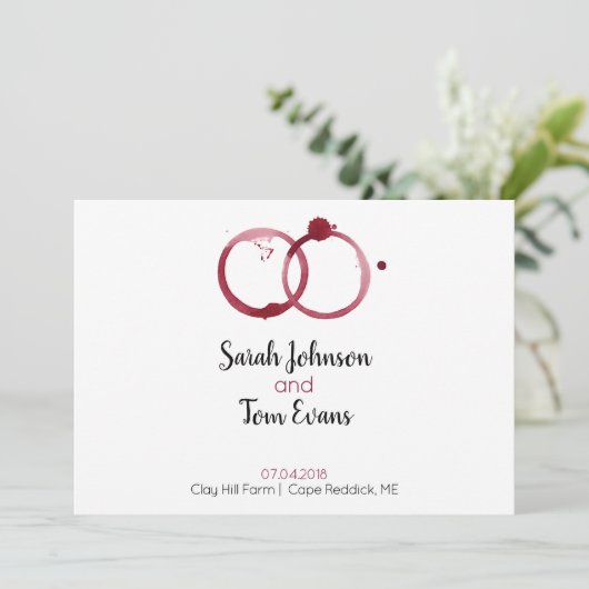 Uitnodiging tot weddenschap met jute wijn (Staand voorkant)