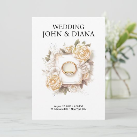  uitnodiging tot weddenschap met Ring (Staand voorkant)
