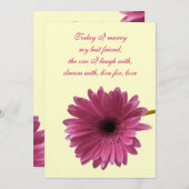 uitnodiging tot weddenschap met roze Gerber Daisy (Voorkant / Achterkant)