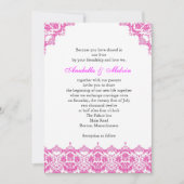 Uitnodiging tot weddenschap met roze kant (Voorkant)
