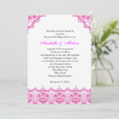 Uitnodiging tot weddenschap met roze kant (Staand voorkant)