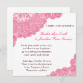 Uitnodiging tot weddenschap met roze kant (Voorkant / Achterkant)