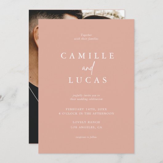 Uitnodiging tot weddenschap met roze mosterd (Voorkant / Achterkant)