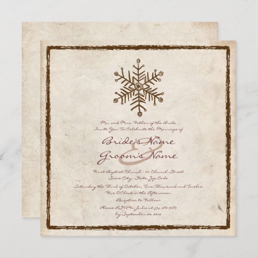 uitnodiging tot weddenschap met Snowflake (Voorkant / Achterkant)