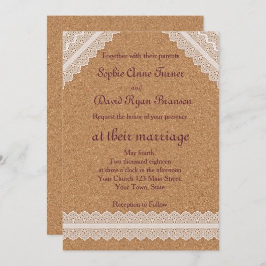 uitnodiging tot weddenschap met Wijn Cork (Voorkant / Achterkant)