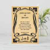  uitnodiging tot weddenschap met zwarte kunst (Staand voorkant)