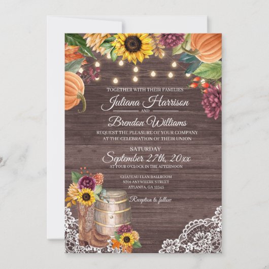 Uitnodiging tot weddenschap op het Rustische zonne (Voorkant)