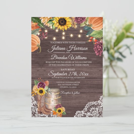 Uitnodiging tot weddenschap op het Rustische zonne (Staand voorkant)