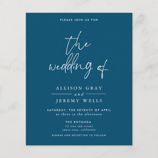 Uitnodiging tot weddenschap over budgetmarine flyer (Voorkant)